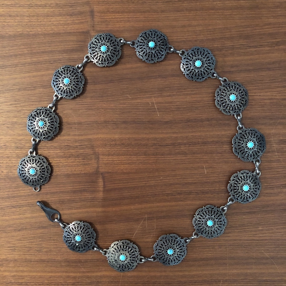 Vintage Metal/Turquoise Belt